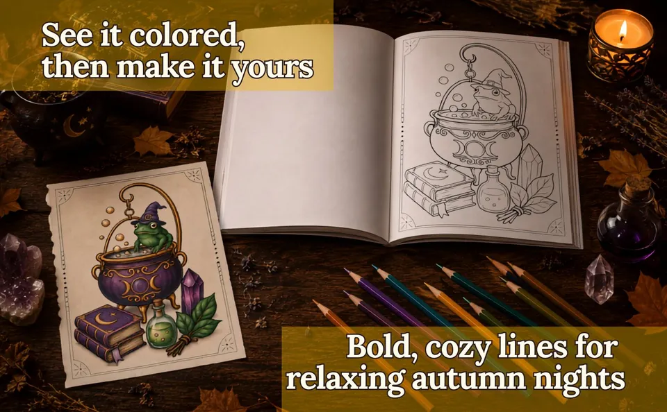Halloween Witching Hour — colored pages and book preview