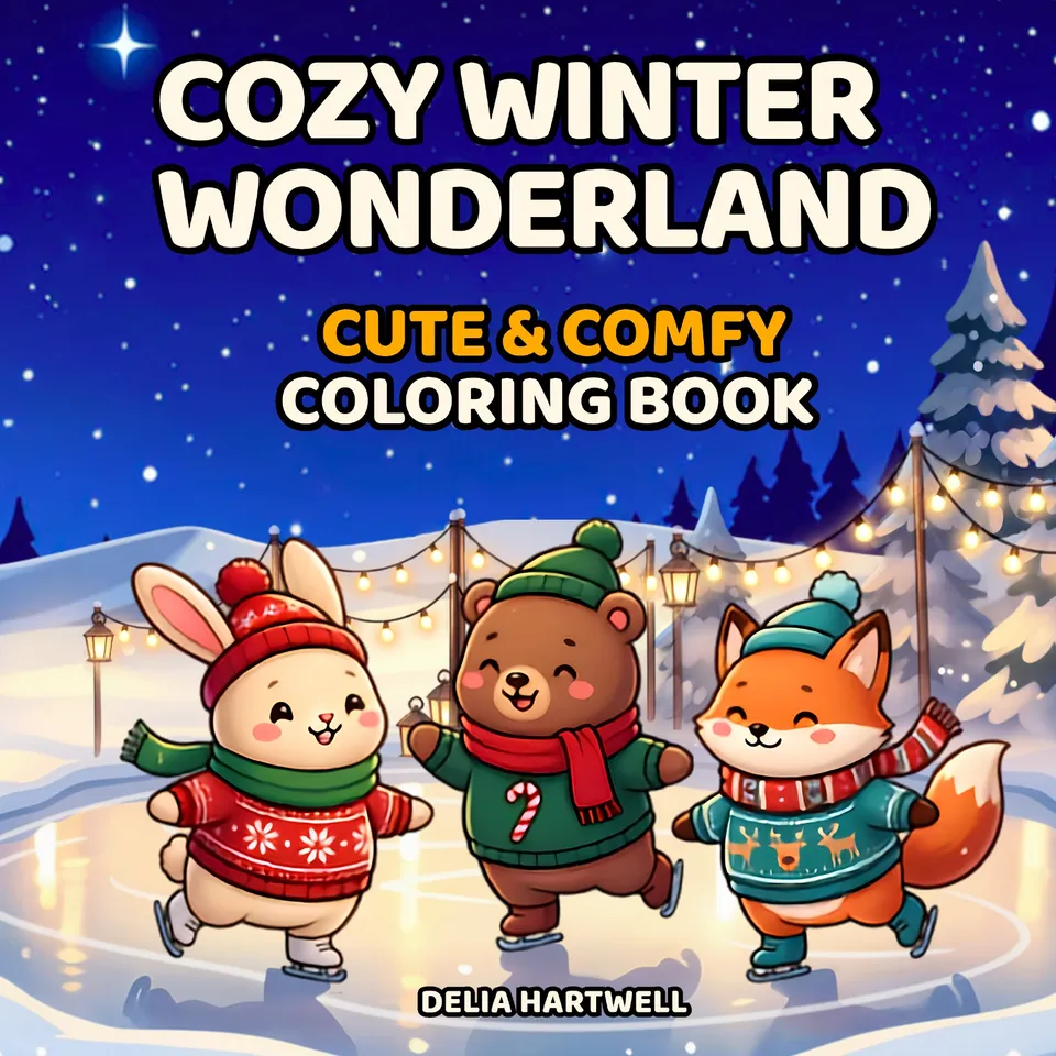 Cozy Winter Wonderland — coloring book cover