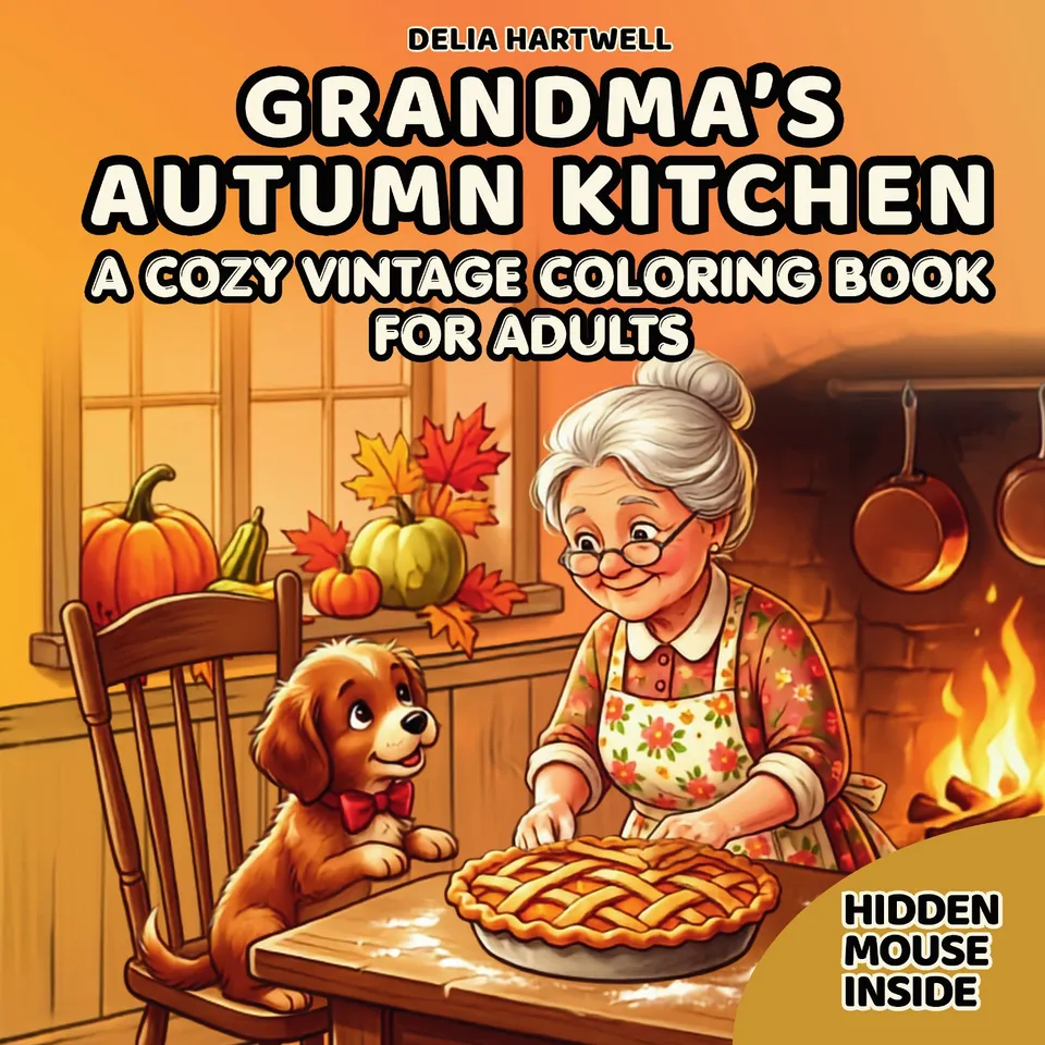 Grandma's Autumn Kitchen — coloring book cover